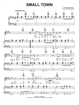 page one of Small Town (Piano, Vocal & Guitar Chords (Right-Hand Melody))