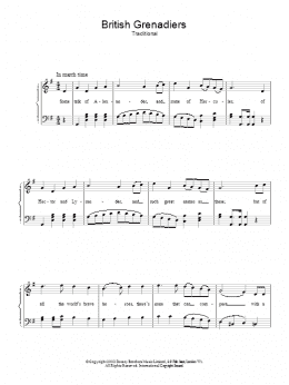 page one of British Grenadiers (Piano, Vocal & Guitar Chords)