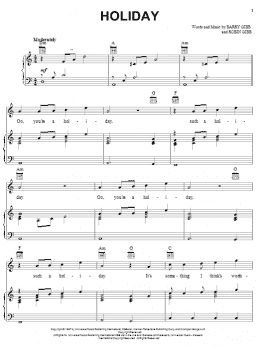 page one of Holiday (Piano, Vocal & Guitar Chords (Right-Hand Melody))