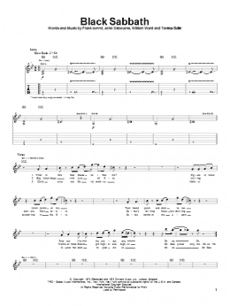 page one of Black Sabbath (Guitar Tab)