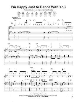 page one of I'm Happy Just To Dance With You (Guitar Tab)