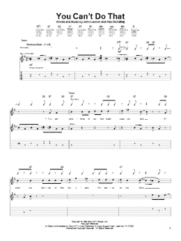 page one of You Can't Do That (Guitar Tab)