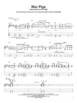 page one of War Pigs (Interpolating Luke's Wall) (Guitar Tab)