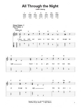 page one of All Through The Night (Easy Guitar Tab)