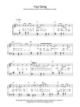 page one of Your Song (Piano Solo)