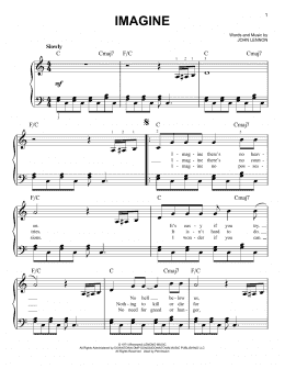 page one of Imagine (Easy Piano)