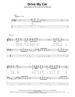 page one of Drive My Car (Bass Guitar Tab)