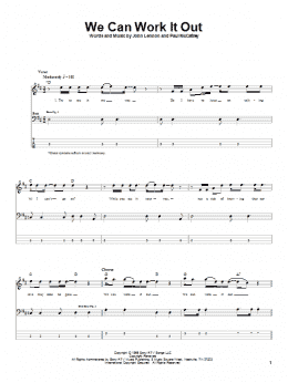 page one of We Can Work It Out (Bass Guitar Tab)