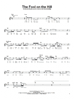 page one of The Fool On The Hill (Bass Guitar Tab)