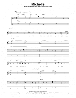 page one of Michelle (Bass Guitar Tab)