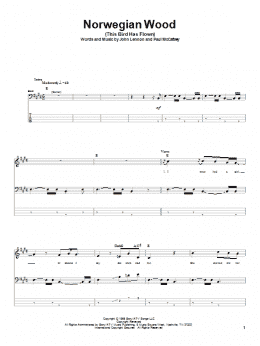 page one of Norwegian Wood (This Bird Has Flown) (Bass Guitar Tab)