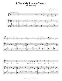 page one of I Gave My Love A Cherry (The Riddle Song) (Piano, Vocal & Guitar Chords (Right-Hand Melody))