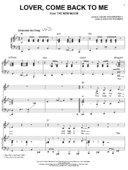 page one of Lover, Come Back To Me (Piano, Vocal & Guitar Chords (Right-Hand Melody))