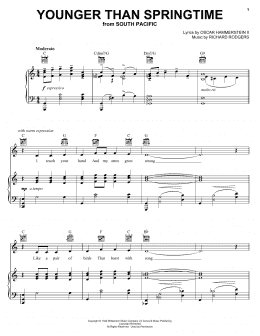 page one of Younger Than Springtime (Piano, Vocal & Guitar Chords (Right-Hand Melody))