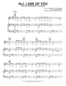 page one of All I Ask Of You (from The Phantom Of The Opera) (Piano, Vocal & Guitar Chords (Right-Hand Melody))