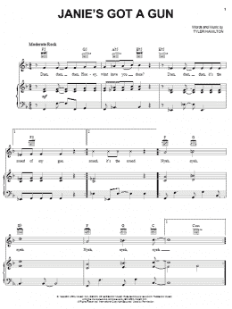 page one of Janie's Got A Gun (Piano, Vocal & Guitar Chords (Right-Hand Melody))