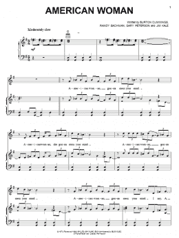 page one of American Woman (Piano, Vocal & Guitar Chords (Right-Hand Melody))