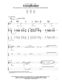 page one of Complicated (Guitar Tab)