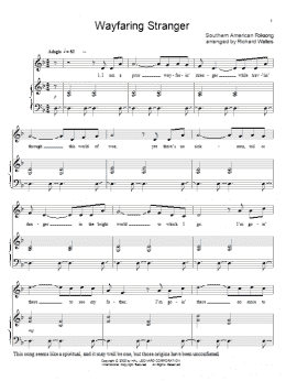 page one of Wayfaring Stranger (Piano, Vocal & Guitar Chords (Right-Hand Melody))