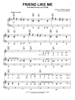 page one of Friend Like Me (from Aladdin) (Piano, Vocal & Guitar Chords (Right-Hand Melody))