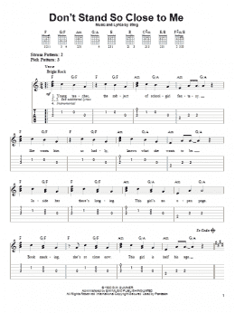 page one of Don't Stand So Close To Me (Easy Guitar Tab)