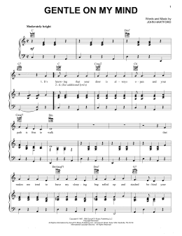 page one of Gentle On My Mind (Piano, Vocal & Guitar Chords (Right-Hand Melody))