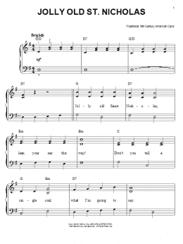 page one of Jolly Old St. Nicholas (Easy Piano)