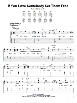 page one of If You Love Somebody Set Them Free (Easy Guitar Tab)