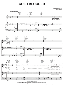 page one of Cold Blooded (Piano, Vocal & Guitar Chords (Right-Hand Melody))
