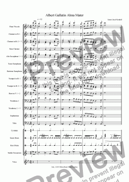 page one of Albert Gallatin Alma Mater  Band Arrangement