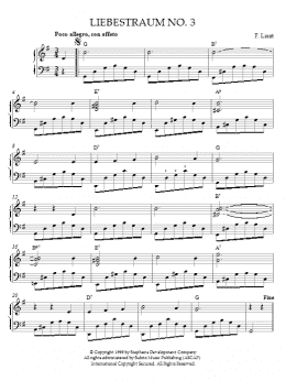 page one of Liebestraum No. 3 (Simplified arrangement in G Major) (Piano Solo)