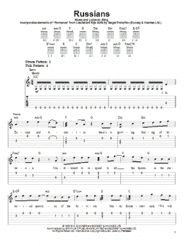 page one of Russians (Easy Guitar Tab)