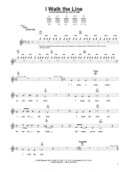 page one of I Walk The Line (Easy Guitar)