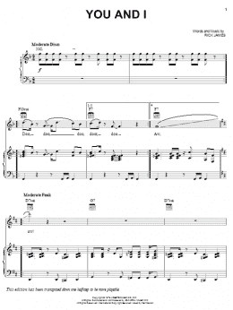 page one of You And I (Piano, Vocal & Guitar Chords (Right-Hand Melody))