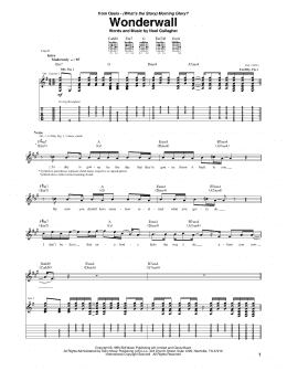 page one of Wonderwall (Guitar Tab)