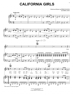 page one of California Girls (Piano, Vocal & Guitar Chords (Right-Hand Melody))