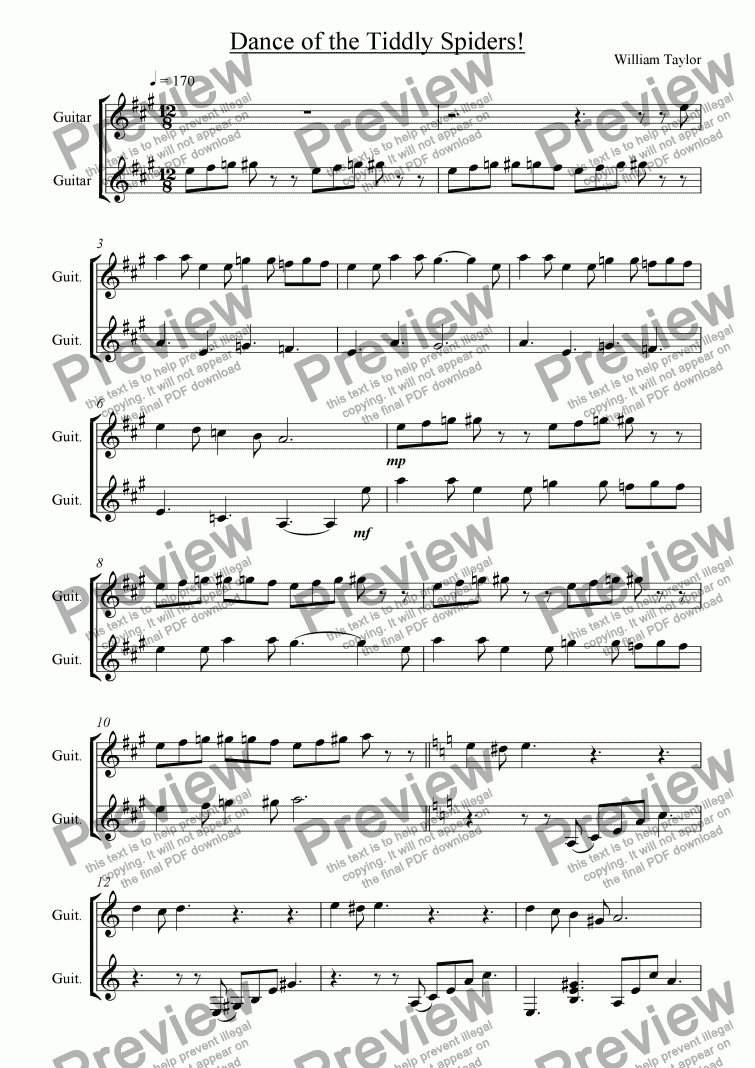 Dance Of The Tiddly Spiders Download Sheet Music Pdf File