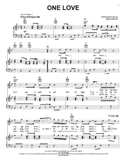 page one of One Love (Piano, Vocal & Guitar Chords (Right-Hand Melody))