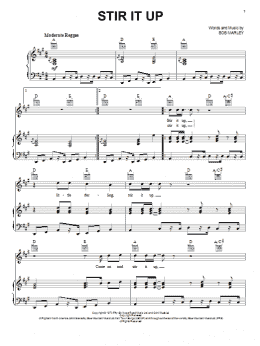 page one of Stir It Up (Piano, Vocal & Guitar Chords (Right-Hand Melody))