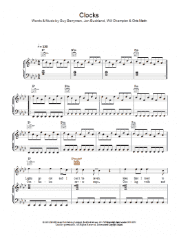 page one of Clocks (Piano, Vocal & Guitar Chords)