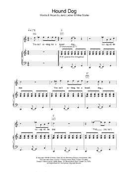 page one of Hound Dog (Piano, Vocal & Guitar Chords)