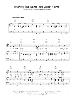 page one of His Latest Flame (Piano, Vocal & Guitar Chords)