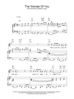 page one of The Wonder Of You (Piano, Vocal & Guitar Chords)