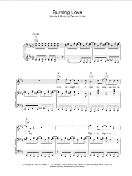 page one of Burning Love (Piano, Vocal & Guitar Chords)