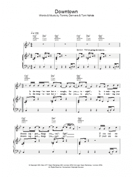 page one of Downtown (Piano, Vocal & Guitar Chords)