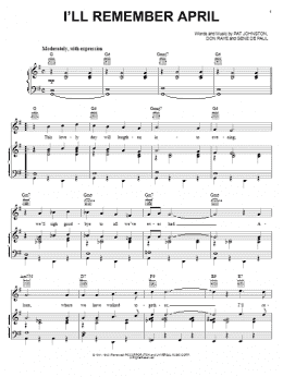 page one of I'll Remember April (Piano, Vocal & Guitar Chords (Right-Hand Melody))