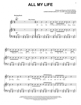 page one of All My Life (Piano, Vocal & Guitar Chords (Right-Hand Melody))