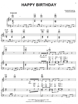 page one of Happy Birthday (Piano, Vocal & Guitar Chords (Right-Hand Melody))