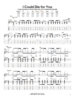 page one of I Could Die For You (Guitar Tab)