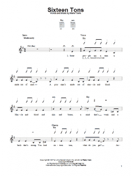 page one of Sixteen Tons (Easy Guitar)